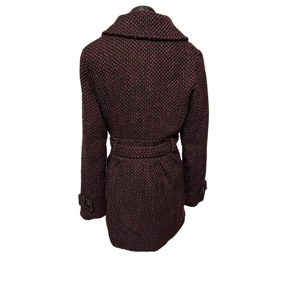 BKE Wool Blend Purple Black Tan Knit Heavy Coat Large - Picture 3 of 4